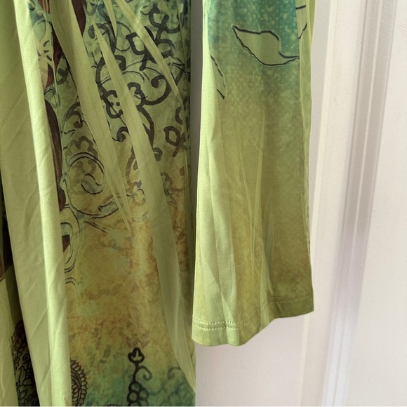 One World Mossy Vintage Green Sublimation Crease Print Dress Women’s Size Medium - Picture 7 of 15